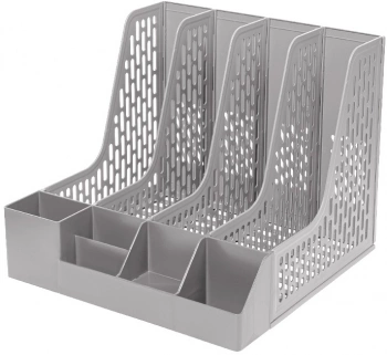 Лоток вертикальный Deli E9849 GREY 4отд. сборный для бумаг 325x320x275мм серый пластик пластиковый пакет