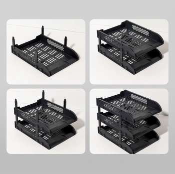 Лоток горизонтальный Deli E9213 BLACK сборный для бумаг 325x241x155мм черный пластик (упак.:3шт) пластиковый пакет