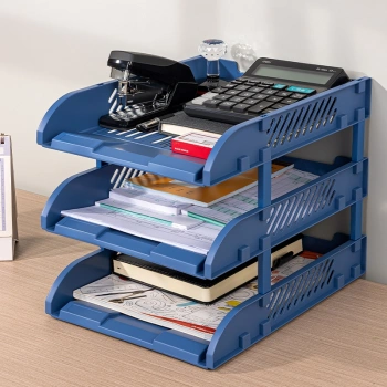 Лоток горизонтальный Deli E9213 BLUE сборный для бумаг 325x241x155мм синий пластик (упак.:3шт) пластиковый пакет