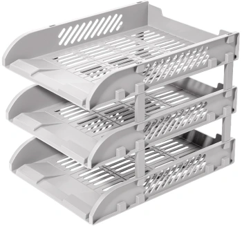 Лоток горизонтальный Deli E9213 GREY сборный для бумаг 325x241x155мм серый пластик (упак.:3шт) пластиковый пакет