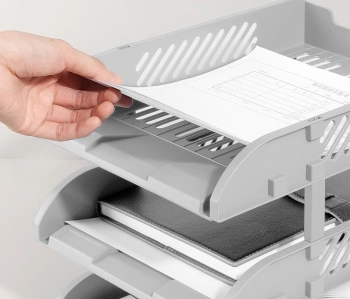 Лоток горизонтальный Deli E9213 GREY сборный для бумаг 325x241x155мм серый пластик (упак.:3шт) пластиковый пакет