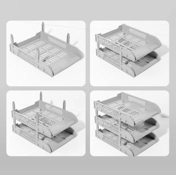 Лоток горизонтальный Deli E9213 GREY сборный для бумаг 325x241x155мм серый пластик (упак.:3шт) пластиковый пакет
