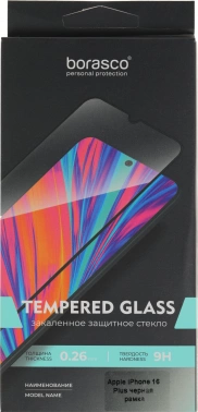 Защитное стекло для экрана BoraSCO прозрачный для Apple iPhone 16 Plus 2.5D антиблик. 1шт. (73682)