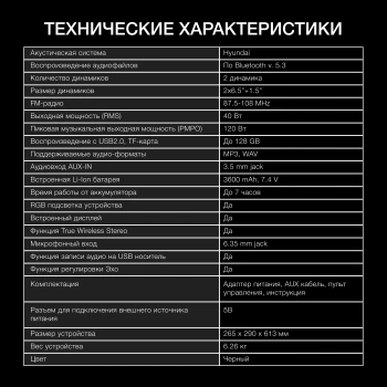 Колонка порт. Hyundai H-PS1027