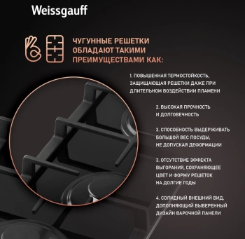 Газовая варочная поверхность Weissgauff HGG 320 BGV