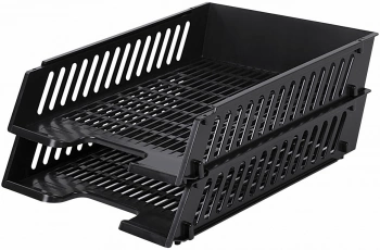 Лоток горизонтальный Brauberg 231360 Maxi 2отд. разборный для бумаг A4 358x272x138мм черный пластик (упак.:2шт) пластиковый пакет