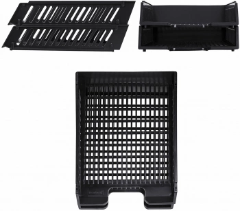 Лоток горизонтальный Brauberg 231360 Maxi 2отд. разборный для бумаг A4 358x272x138мм черный пластик (упак.:2шт) пластиковый пакет