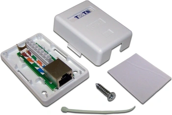 Розетка Lanmaster TWT-SM1-45/S-WH настен.RJ45 1 кат.5E STP бел.