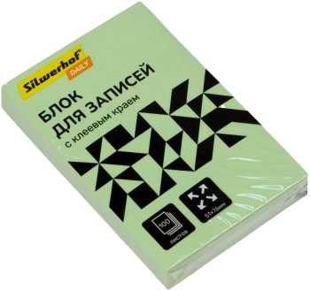 Блок самоклеящийся бумажный Silwerhof Daily 51x76мм 100лист. 75г/м2 пастель зеленый