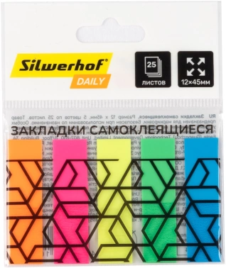 Закладки самокл. пластиковые Silwerhof 45x12мм Daily 5цв.в упак. 25лист