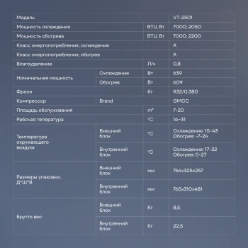 Сплит-система Vitek VT-2501