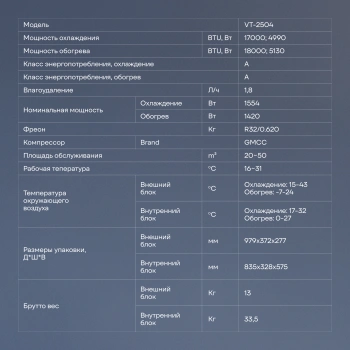 Сплит-система Vitek VT-2504