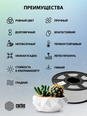 Пластик для принтера 3D Cactus CS-3D-PETG-1KG-SILVER