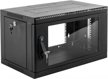 Шкаф коммутационный ЦМО (ШРН-6.350-9005) настенный 6U 600x350мм пер.дв.стекл 200кг черный 300мм 10кг 180град. 346мм IP20 металл