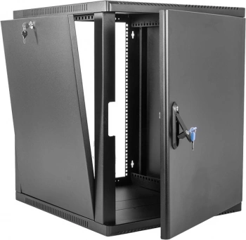 Шкаф коммутационный ЦМО (ШРН-9.350.1-9005) настенный 9U 600x350мм пер.дв.стал.лист 200кг черный 300мм 180град. 479мм IP20 металл
