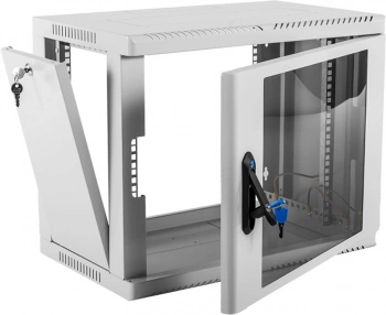 Шкаф коммутационный ЦМО (ШРН-9.500) настенный 9U 599x529мм пер.дв.стекл 200кг серый 470мм 16кг 180град. 479мм IP20 металл