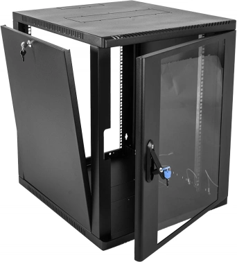 Шкаф коммутационный ЦМО (ШРН-12.500-9005) настенный 12U 600x529мм пер.дв.стекл 200кг черный 470мм 18кг 180град. 612мм металл