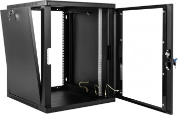 Шкаф коммутационный ЦМО (ШРН-12.650-9005) настенный 12U 600x658мм пер.дв.стекл 200кг черный 600мм 25.11кг 180град. 612мм металл