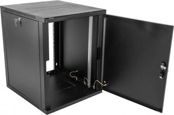 Шкаф коммутационный ЦМО (ШРН-15.500.1-9005) настенный 15U 600x529мм пер.дв.металл 200кг черный 470мм 21кг 180град. 746мм IP20 металл