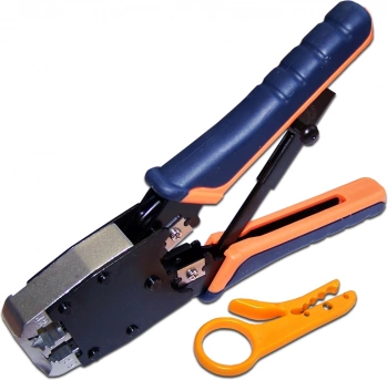Инструмент обжимной Lanmaster LAN-CRI-500R для RJ-45/RJ-12/RJ-11 синий/оранжевый