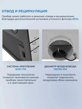 Вытяжка встраиваемая Zugel ZHI522B