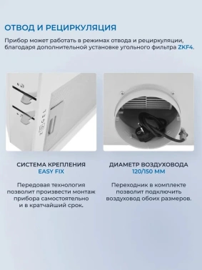 Вытяжка встраиваемая Zugel ZHI522W