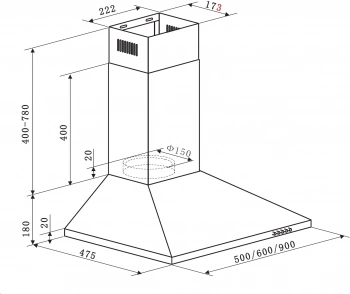 Вытяжка каминная Weissgauff Zosma 50 PB WH