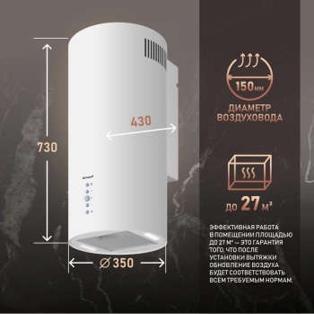 Вытяжка каминная Weissgauff Gracia 70 WH