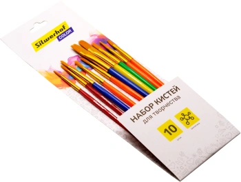 Набор кистей Silwerhof Color (наб.10шт) синт.кр.№2,3/плос.№3,6,7,12/овал.№3,10