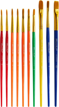 Набор кистей Silwerhof Color (наб.10шт) синт.кр.№2,3/плос.№3,6,7,12/овал.№3,10