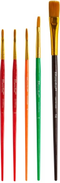 Набор кистей Silwerhof Color синтетика (наб.5шт) синт.круг.№3/плос.№2,6,14/овал.№1