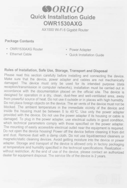 Роутер беспроводной Origo OWR1530AXG