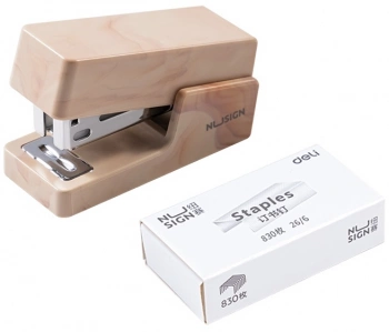 Степлер мини Deli NS083C BEIGE Nusign 24/6 26/6 (25листов) бежевый 830скоб пластик коробка