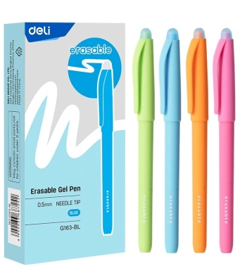 Ручка гелев. Deli (EG163-BL) ассорти d=0.5мм син. черн. кор.карт. игловидный пиш. наконечник кругл.