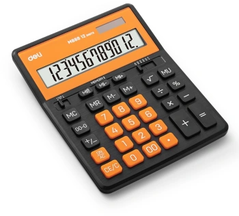 Калькулятор настольный Deli EM888A-BK-OR