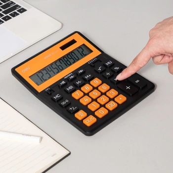 Калькулятор настольный Deli EM888A-BK-OR