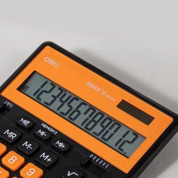 Калькулятор настольный Deli EM888A-BK-OR