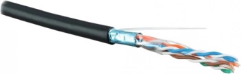 Кабель информационный Hyperline FUTP4R-C5E-S24-OUT-LSZH-BK-500 кат.5E FTP 4 пары 24AWG PVC внешний 500м серый