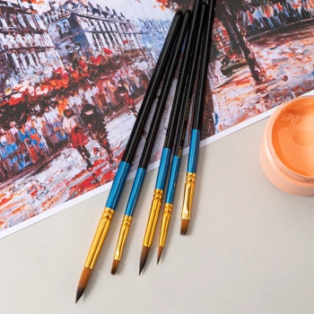 Набор кистей Deli EC406 синтетика (наб.5шт) синт.кругл.№1,3,5/синт.плос.№5,8