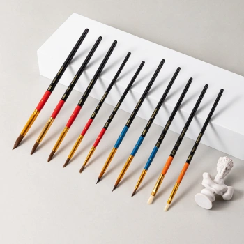 Набор кистей Deli EC407 (наб.10шт) пони кругл.№ 2,3,4,5,6/синт.круг.№2,3,4/плоск.№6,8