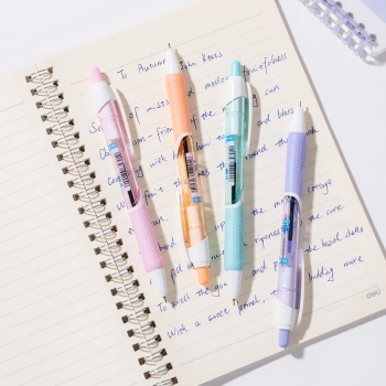 Ручка шариков. автоматическая Deli (EQ46) ассорти d=0.7мм син. черн. кор.карт. игловидный пиш. наконечник резин. манжета