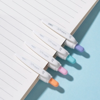 Ручка шариков. автоматическая Deli (EQ46) ассорти d=0.7мм син. черн. кор.карт. игловидный пиш. наконечник резин. манжета