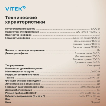 Варочная поверхность Vitek VHE6410