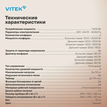 Индукционная варочная поверхность Vitek VHI6410