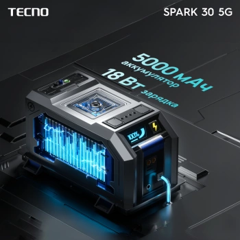 Смартфон Tecno Spark 30 5G 128Gb 6Gb белый моноблок 3G 4G 2Sim 6.67
