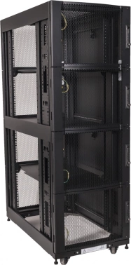 Шкаф коммутационный Lanmaster (LAN-DC-CBP4-48UX6X10) напольный 48U 600x1070мм пер.дв.перфор. 4 бок.пан. задн.дв.перфор. 1500кг черный 200кг 2259мм IP20 металл