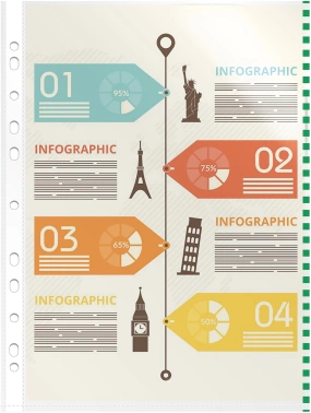 Папка-вкладыш Silwerhof Daily SD-EDGE/GRN глянцевые A4+ полипропилен 30мкм зеленый край (упак.:50шт)