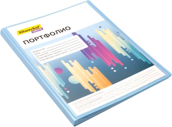 Папка-портфолио с 40 прозр.вклад. Silwerhof Create SCR-P40AZURE A4 пластик 0.7мм карм.на лиц.стор. голубой