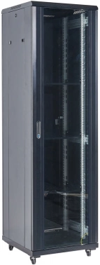 Шкаф коммутационный Rexant (04-2266-212) напольный 22U 600x600мм пер.дв.стекл металл 2 бок.пан. направл.под винты 800кг черный 50кг 230град. 1164мм IP20 сталь