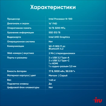 Ноутбук IRU Planio  14INPR